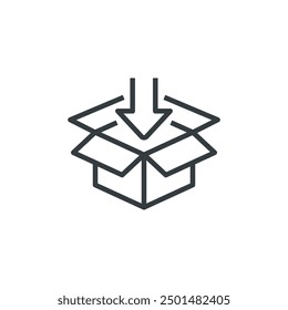 Box delivery package inside icon, vector illustration