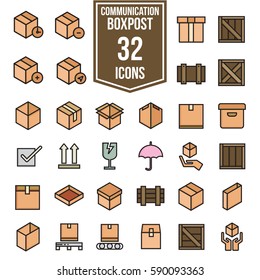 box, delivery and packaging flat icons set illustration EPS10