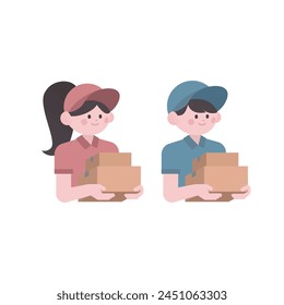 box delivery person woman man illustration