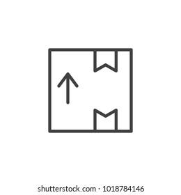 Box dellivery package line icon, outline vector sign, linear style pictogram isolated on white. Side up arrow symbol, logo illustration. Editable stroke