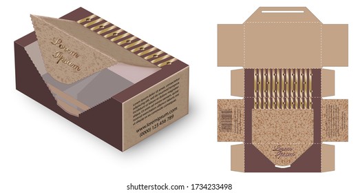 Box design with Die Cut Template for business purpose . Folding Packaging. Pack Isolated on white background. Container die-stamping ready for print
