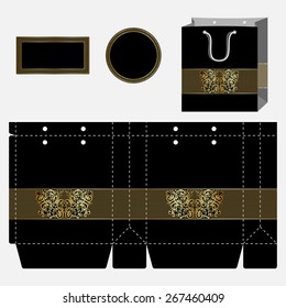 Box design, die-stamping. Vector template
