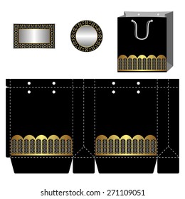 Box design, die-stamping. Vector template