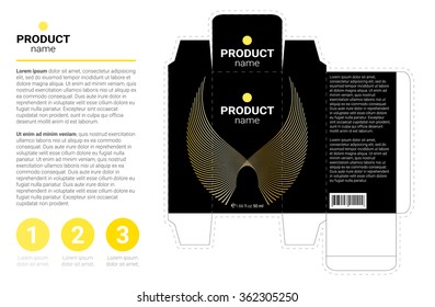 Box design, die-stamping. Vector template