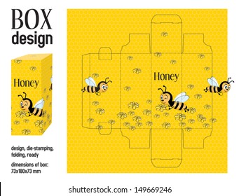 Box design love, die-stamping, folding, ready, dimensions 73x180x73 mm - honey