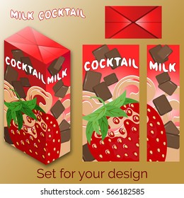  Box design for milkshake with strawberry, berry and chocolate additives, farmers market