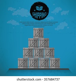 
Box design on blue background, vector