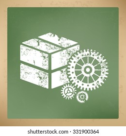 
Box design on old paper background,vector
