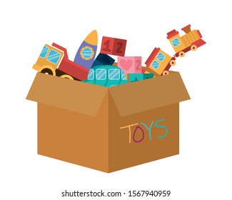 Box design, Toys childhood play fun kid game gift and object theme Vector illustration