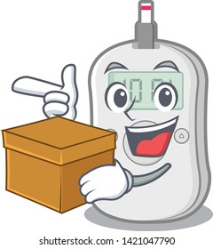 With box diabetes check machine isolated the cartoon