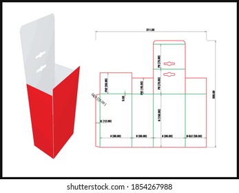 Box Die Cut Cube Template With 3D Preview Organised With Cut, Crease, Model And Dimensions Ready To Cut And Print, Vector Draw Graphic Design Dieline