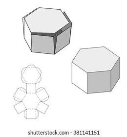Box with Die Cut Template. Packing box For Food, Gift Or Other Products. On White Background Isolated. Ready For Your Design. Product Packing Vector EPS10.