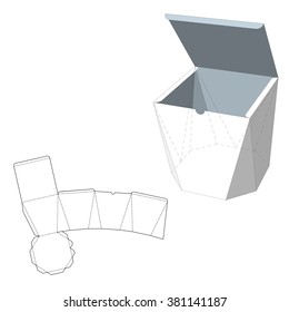 Box with Die Cut Template. Packing box For Food, Gift Or Other Products. On White Background Isolated. Ready For Your Design. Product Packing Vector EPS10.