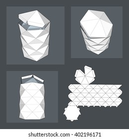 Box with Die Cut Template. Packing box For Food, Gift Or Other Products. On White Background Isolated. Ready For Your Design. Product Packing Vector EPS10