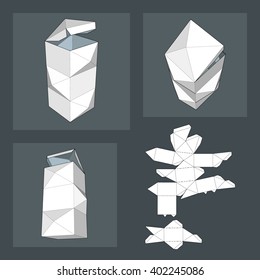 Box with Die Cut Template. Packing box For Food, Gift Or Other Products. On White Background Isolated. Ready For Your Design. Product Packing Vector EPS10.