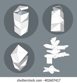 Box with Die Cut Template. Packing box For Food, Gift Or Other Products. On White Background Isolated. Ready For Your Design. Product Packing Vector EPS10.
