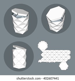 Box with Die Cut Template. Packing box For Food, Gift Or Other Products. On White Background Isolated. Ready For Your Design. Product Packing Vector EPS10.