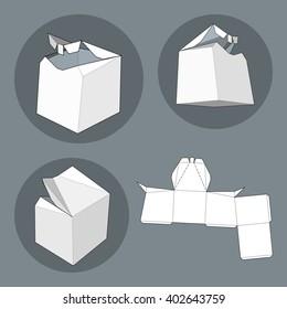 Box with Die Cut Template. Packing box For Food, Gift Or Other Products. On White Background Isolated. Ready For Your Design. Product Packing Vector EPS10.