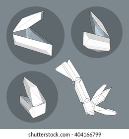 Box with Die Cut Template. Packing box For Food, Gift Or Other Products. On White Background Isolated. Ready For Your Design. Product Packing Vector EPS10.