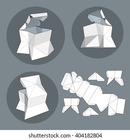 Box with Die Cut Template. Packing box For Food, Gift Or Other Products. On White Background Isolated. Ready For Your Design. Product Packing Vector EPS10.