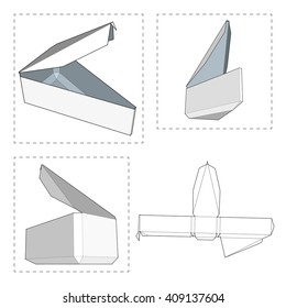 Box with Die Cut Template. Packing box For Food, Gift Or Other Products. On White Background Isolated. Ready For Your Design. Product Packing Vector EPS10.
