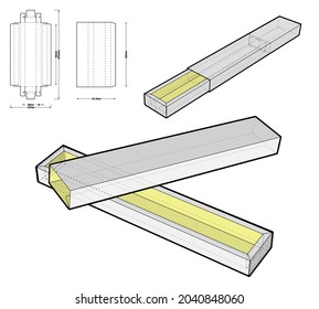 Box and Die-cut Pattern (Internal measurement 19x3.5x1.5cm). The .eps file is full scale and fully functional. Prepared for real cardboard production.