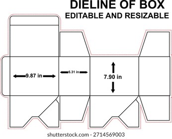 The box dieline acts as a production guide, helping designers and manufacturers visualize the box before printing and assembly.