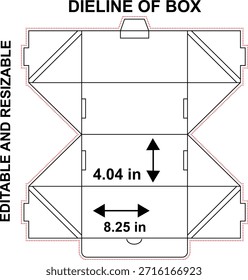 Box dieline es una Plantilla plana que muestra el diseño exacto, los cortes, los pliegues y las áreas de pegamento necesarias para crear una caja terminada con precisión.