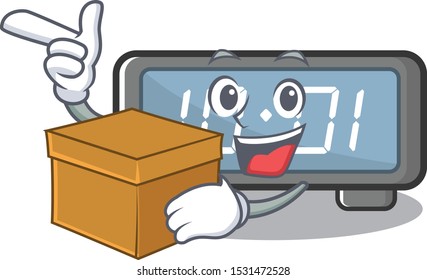 With box digital clock clings to cartoon wall