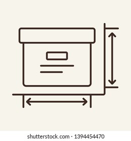 Box dimensions line icon. Package, parcel, size. Delivery concept. Vector illustration can be used for topics like shipping, logistics, courier service