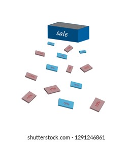 Box with discounts vector graphics