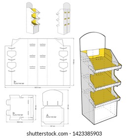 Box for Display Stand and Die-cut Pattern. The .eps file is full scale and fully functional. Prepared for real cardboard production.