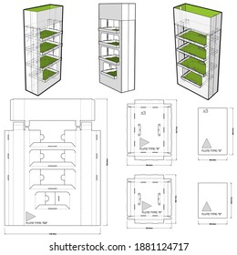 Box for Display Stand and Die-cut Pattern