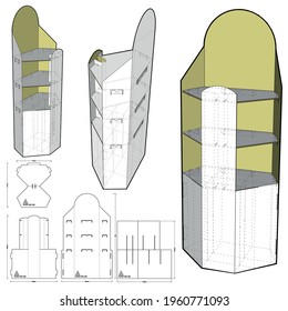 Box for Display Stand and Die-cut Pattern.