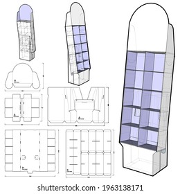 Box for Display Stand and Die-cut Pattern.