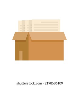 Box documents estimator icon. Flat illustration of box documents estimator vector icon isolated on white background