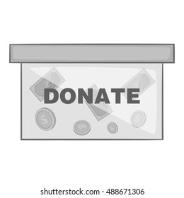 Box for donations icon in black monochrome style isolated on white background. Charity symbol vector illustration