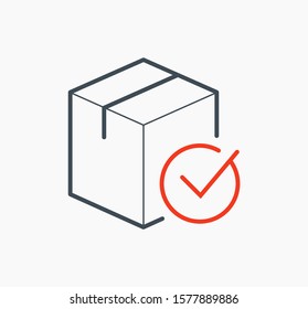 Box with done tick pixel perfect icon for web and app isolated on white background