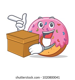 With box Donut character cartoon style