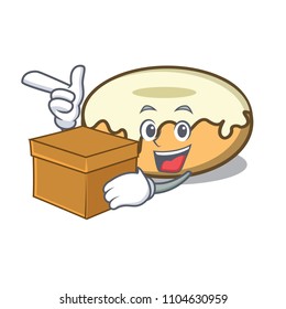 With box donut with sugar character cartoon