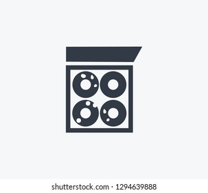 Box of donuts icon isolated on clean background. Box of donuts icon concept drawing icon in modern style. Vector illustration for your web mobile logo app UI design.