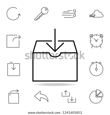 box and down arrow icon. Detailed set of simple icons. Premium graphic design. One of the collection icons for websites, web design, mobile app