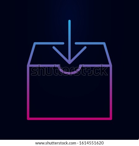 Box and down arrow nolan icon. Simple thin line, outline vector of web icons for ui and ux, website or mobile application