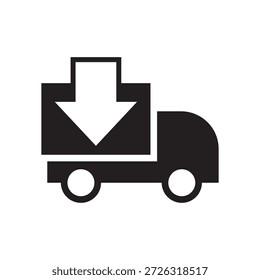 Caja con flecha hacia abajo en el camión para contenido de Descarga digital.