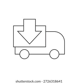 Caja con flecha hacia abajo en el camión para contenido de Descarga digital.