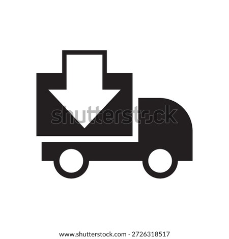 Box with down arrow on truck for digital download content.