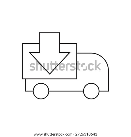 Box with down arrow on truck for digital download content.