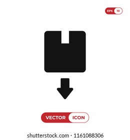 Box with down arrow vector icon