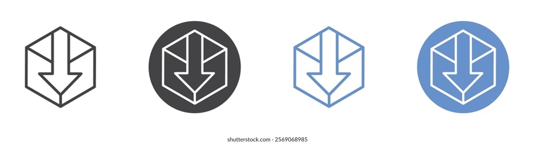 Box download icon vector symbol outline sign