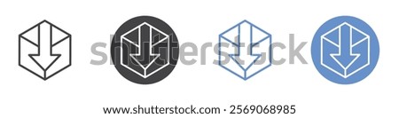 Box download icon vector symbol outline sign